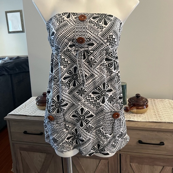Roxy Black and white strapless top - Picture 1 of 3